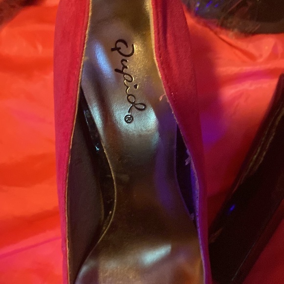 Sexy Pink Glitter Qupid Pumps heels size 7.5 like new - Picture 4 of 6